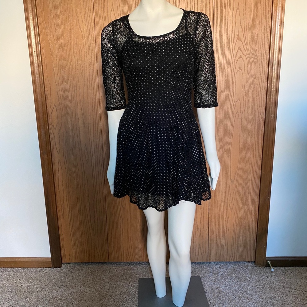 Black Lace and Gold Dots Dress